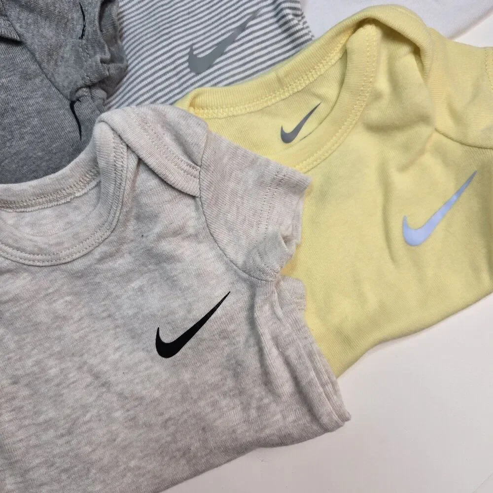 Nike Baby Bodysuit Lot 8pc Newborn Swoosh One-Piece Short Sleeve Bundle - Picture 2 of 6